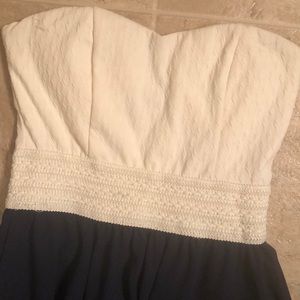 Strapless dress- navy blue and white